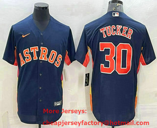 Men's Houston Astros #30 Kyle Tucker Navy Blue Stitched MLB Cool Base Nike Jersey