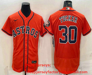 Men's Houston Astros #30 Kyle Tucker Orange Stitched MLB Flex Base Nike Jersey