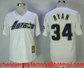 Men's Houston Astros #34 Nolan Ryan White Astrodome 1981 Throwback Cooperstown Collection Stitched MLB Mitchell & Ness Jersey
