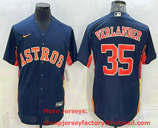 Men's Houston Astros #35 Justin Verlander Navy Blue Stitched MLB Cool Base Nike Jersey