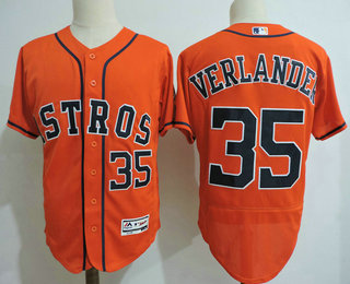 Men's Houston Astros #35 Justin Verlander Orange Stitched MLB Flex Base Jersey