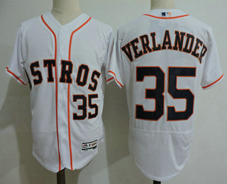 Men's Houston Astros #35 Justin Verlander White Home Stitched MLB Flex Base Jersey