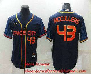 Men's Houston Astros #43 Lance McCullers Jr Number 2022 Navy Blue City Connect Cool Base Stitched Jersey