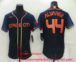 Men's Houston Astros #44 Yordan Alvarez 2022 Navy Blue City Connect Flex Base Stitched Baseball Jersey