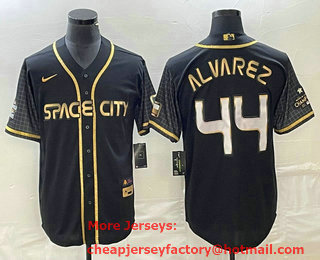 Men's Houston Astros #44 Yordan Alvarez Black Gold Cool Base Stitched Jersey