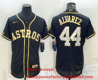 Men's Houston Astros #44 Yordan Alvarez Black Gold Flex Base Stitched Jersey
