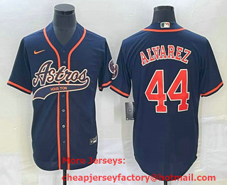 Men's Houston Astros #44 Yordan Alvarez Navy Blue With Patch Cool Base Stitched Baseball Jersey
