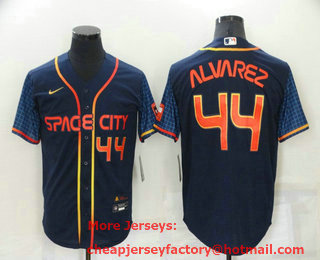Men's Houston Astros #44 Yordan Alvarez Number 2022 Navy Blue City Connect Cool Base Stitched Jersey