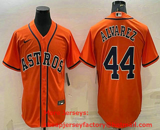 Men's Houston Astros #44 Yordan Alvarez Orange Stitched MLB Cool Base Nike Jersey