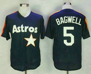 Men's Houston Astros #5 Jeff Bagwell Navy Blue Mesh Batting Practice Throwback Jersey By Mitchell & Ness