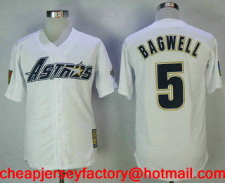 Men's Houston Astros #5 Jeff Bagwell White Astrodome 1981 Throwback Cooperstown Collection Stitched MLB Mitchell & Ness Jersey