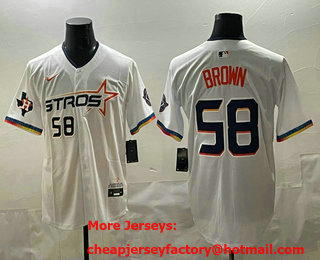 Men's Houston Astros #58 Hunter Brown Number White 2025 City Connect Limited Stitched Jersey