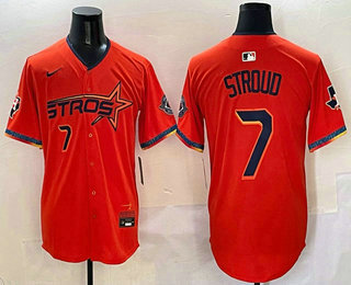 Men's Houston Astros #7 CJ Stroud Orange 2025 City Connect Limited Stitched Jersey