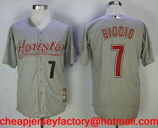 Men's Houston Astros #7 Craig Biggio Grey with Houston Cooperstown Collection Stitched MLB Jersey