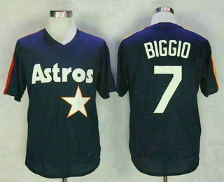 Men's Houston Astros #7 Craig Biggio Navy Blue Mesh Batting Practice Throwback Jersey By Mitchell & Ness
