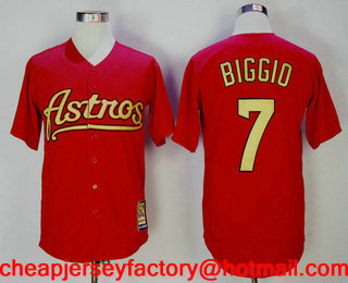 Men's Houston Astros #7 Craig Biggio Red with Astros Cooperstown Collection Stitched MLB Jersey