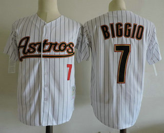 Men's Houston Astros #7 Craig Biggio White Pinstripe Cooperstown Collection Stitched MLB Jersey