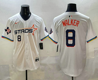 Men's Houston Astros #8 Christian Walker Number White 2025 City Connect Limited Stitched Jersey