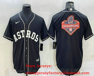 Men's Houston Astros Black Champions Big Logo Stitched MLB Cool Base Nike Jersey
