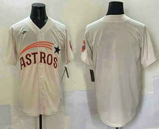 Men's Houston Astros Blank Cream Throwback Cooperstown Collection Cool Base Jersey