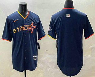 Men's Houston Astros Blank Navy 2025 City Connect Limited Stitched Jersey