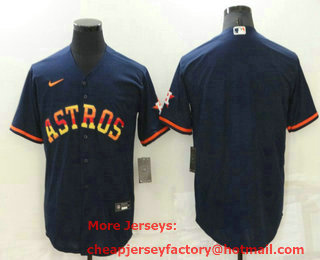 Men's Houston Astros Blank Navy Blue Rainbow Stitched MLB Cool Base Nike Jersey