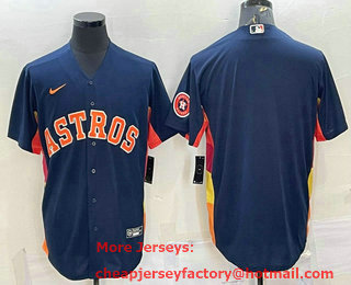 Men's Houston Astros Blank Navy Blue With Patch Stitched MLB Cool Base Nike Jersey