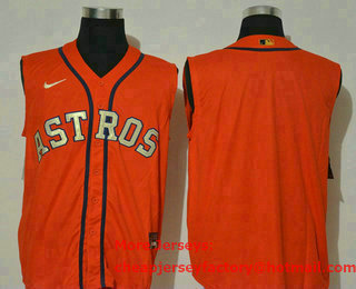 Men's Houston Astros Blank Orange Gold 2020 Cool and Refreshing Sleeveless Fan Stitched MLB Nike Jersey