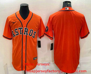 Men's Houston Astros Blank Orange With Patch Stitched MLB Cool Base Nike Jersey