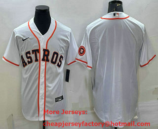 Men's Houston Astros Blank White With Patch Stitched MLB Cool Base Nike Jersey