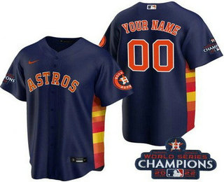 Men's Houston Astros Customized Navy 2022 World Series Champions Team Logo Cool Base Jersey