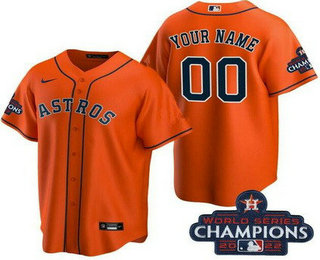 Men's Houston Astros Customized Orange 2022 World Series Champions Cool Base Jersey