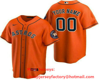 Men's Houston Astros Customized Orange Team Logo Cool Base Jersey