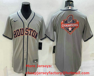 Men's Houston Astros Grey Champions Big Logo Stitched MLB Cool Base Nike Jersey