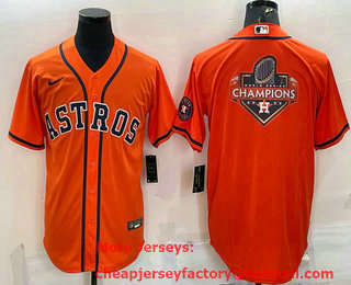 Men's Houston Astros Orange Champions Big Logo With Patch Stitched MLB Cool Base Nike Jersey
