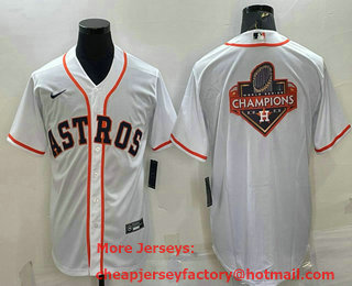 Men's Houston Astros White Champions Big Logo Stitched MLB Cool Base Nike Jersey