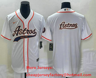 Men's Houston Astros White Team Big Logo Cool Base Stitched Baseball Jersey 06