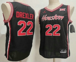 Men's Houston Cougars #22 Clyde Drexler Black Houston College Basketball Jersey