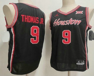 Men's Houston Cougars #9 Dedan Thomas Jr Black Houston College Basketball Jersey