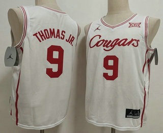 Men's Houston Cougars #9 Dedan Thomas Jr White Cougars College Basketball Jersey