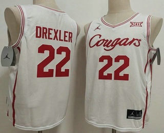Men's Houston Cougars Retried Player #22 Clyde Drexler White Cougars College Basketball Jersey