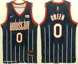 Men's Houston Rockets #0 Jalen Green Black Diamond 2022 City Edition Swingman Stitched Jersey With Sponsor