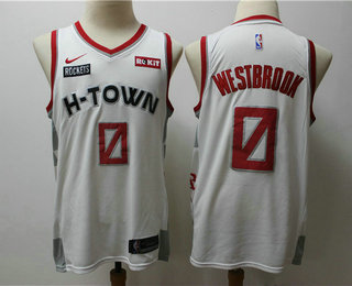 Men's Houston Rockets #0 Russell Westbrook White 2020 Nike City Edition Swingman Jersey With The Sponsor Logo