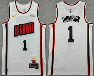 Men's Houston Rockets #1 Amen Thompson White 2024 City Sponsor Swingman Jersey