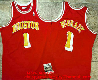 Men's Houston Rockets #1 Tracy McGrady Red 1993-94 Hardwood Classics Soul AU Throwback Jersey