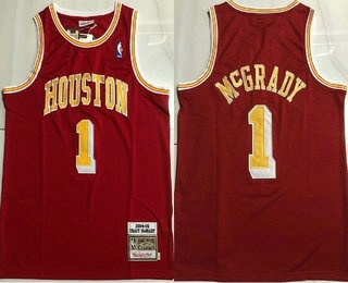 Men's Houston Rockets #1 Tracy McGrady Red 2004-05 Hardwood Classics Soul AU Throwback Jersey
