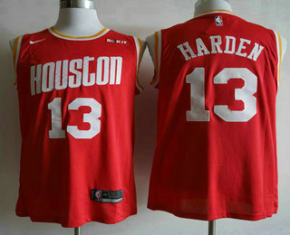 Men's Houston Rockets #13 James Harden New Red 2019 Nike Hardwood Classics Stitched NBA Jersey With The Sponsor Logo