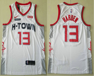 Men's Houston Rockets #13 James Harden White 2020 Nike City Edition Swingman Jersey With The Sponsor Logo