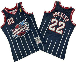 Men's Houston Rockets #22 Clyde Drexler Navy 1996 Throwback Swingman Jersey
