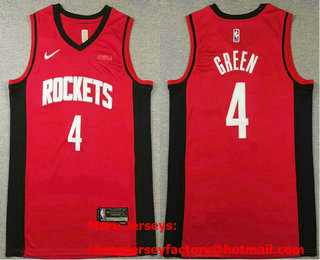 Men's Houston Rockets #4 Jalen Green Red Sponsor Swingman Stitched Jersey